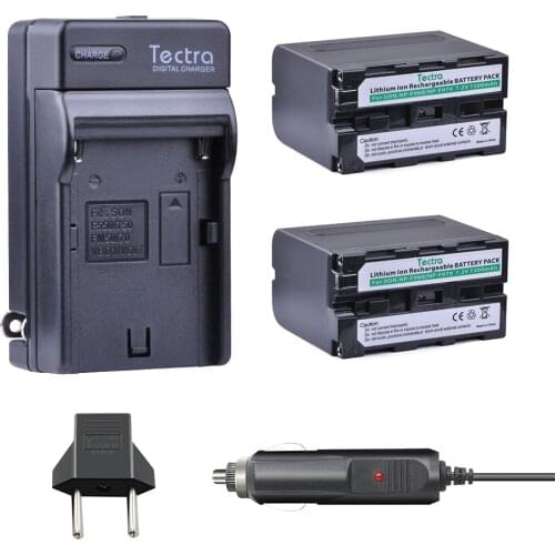 Tectra 2pcs NP F960 NPF970 NP-F960 NP-F970 Camera Battery + Digital Charger for SONY CCD-SC5 CCD-TRV26E CCD-TR36E Battery