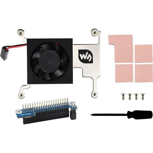 Waveshare for Raspberry Pi 4B/3B+/3B CPU Cooling Fan with GPIO Interface Adapter Board and Aluminum Alloy Bracket