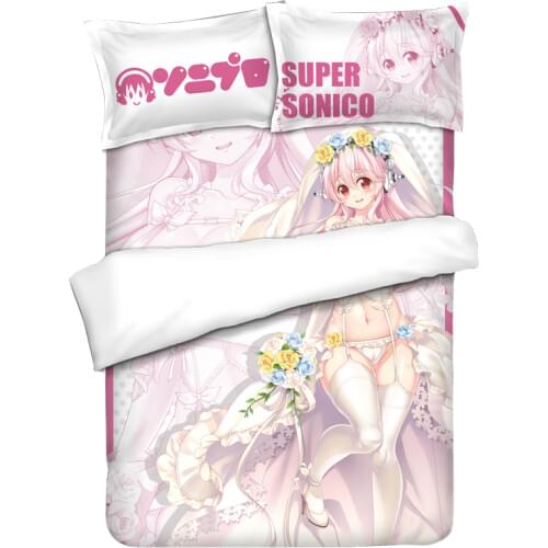 Japanese Anime SUPER SONICO THE ANIMATION Bedding Sheet Bedding Sets Bed cover Pillow Case 4PCS