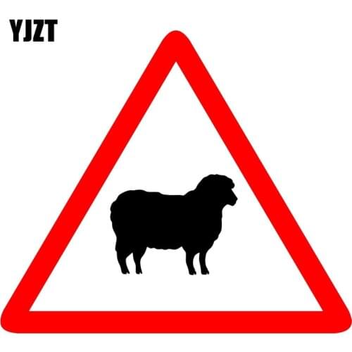 YJZT 13.5CM*11.5CM Animal Warning Car Sticker PVC Sheep Decal 12-1570