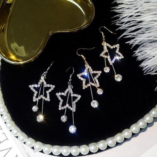 Woman Starry Drop Earrings Long Asymmetric Wild Sweet Earrings