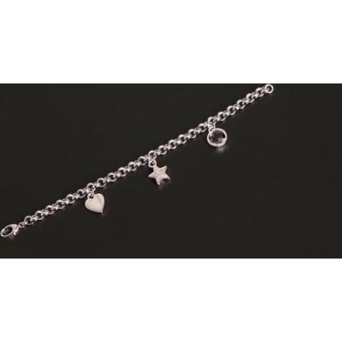 Female fashion heart-shaped five-pointed star pendant 925 sterling silver bracelet original brand high quality jewelry logo gift