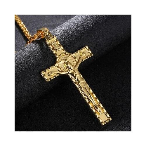 1pcs Christian Pendant Necklace Mens Hip Hop Necklace Peace Dove Pattern Jesus Cross Pendant Necklace Jewelry
