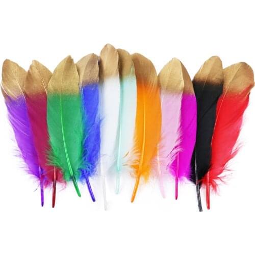 10Pcs Gold Goose Feathers for Needlework 15-20cm/6-8inch Jewelry Handicraft Accessories Feather Decor Feathers for Crafts Plumas