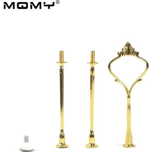 100pcs / Lot Gold 3-Tier Crown Fruits Cupcakes Stand Holder Cake Plate Stand Centre Handle Fittings