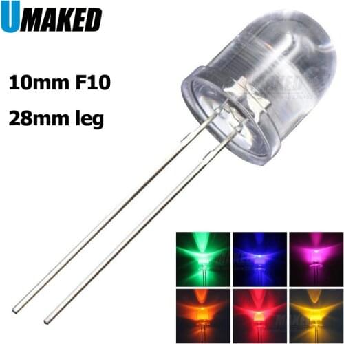 1000Pcs F10 10mm white warm white color LED Diode, DIY Light Emitting Diode