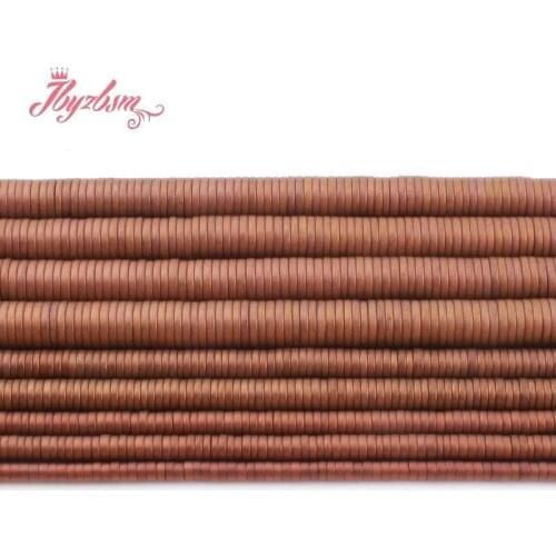 1x2/1x4/1x6mm Natural Hematite Brown Forst Heishi Button Loose Stone Beads For Jewelry Making DIY Necklace Bracelet Strand 15"