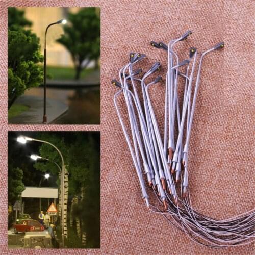 20pcs 1:100 Scale Model Railway Train Lamp Post Street Lights LEDs 3V Toy Accessory