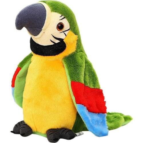 26cm Speak Talking Record Cute Parrot Repeats Waving Wings Electric Plush Simulation Parrot Toy Macaw Toy Cute Kid Boys Gift