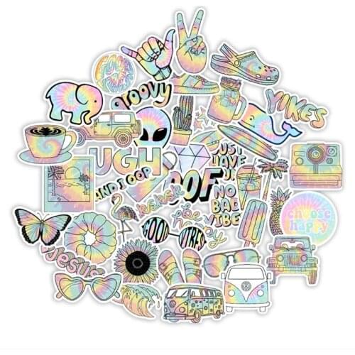 50Pcs/Set Gradient Graffiti Waterproof Skateboard Travel Suitcase Phone Laptop Luggage Stickers Cute Kids Girl Toys