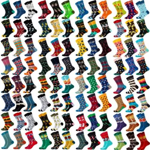 6Pairs/lot Brand Men Socks 60 Colors 12 Selects British Style StreetWear Designer Happy Socks Funny For Christmas Gift
