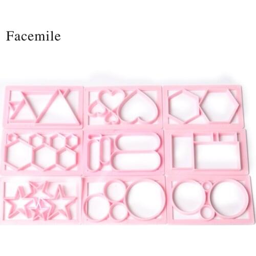 9PCS Geometric Heart Star Cookie Embosser Mold Holiday Biscuit Fondant Mold Kitchen Sugarcraft Cake Decorating BakingTool