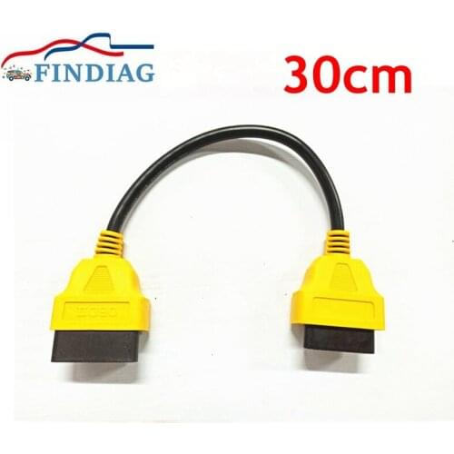 Auto OBD2 OBD 2 16 pin Male to Female 30CM 13CM Yellow OBD2 Extension Cable Extend Wire Connector