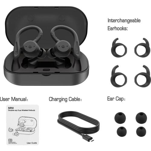 TWS ipx7 wireless Bluetooth headset dual ear stereo running sports headset hanging ear swimming headset waterproof