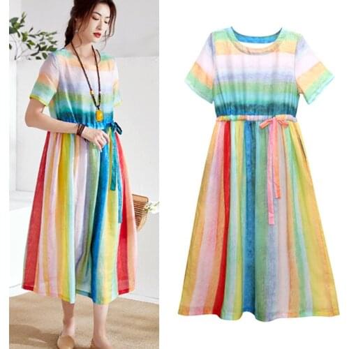 DAUHYIOM Summer Striped Dresses