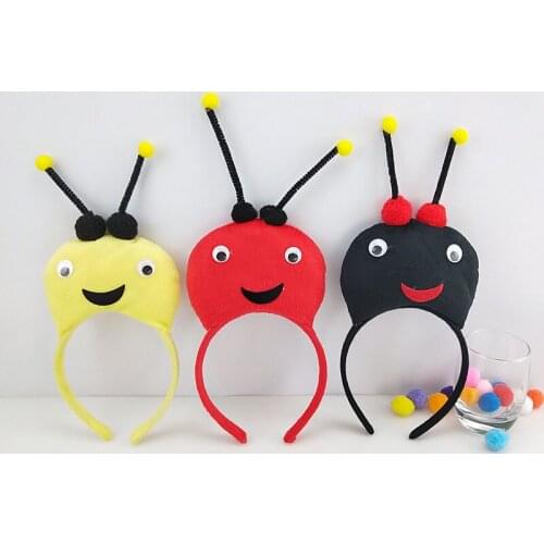 Children Kids Boy Girl Red Ladybird Black Ant Yellow Bee Headband Animal Cosplay Costume Head Wear Birthday Party Gift Halloween