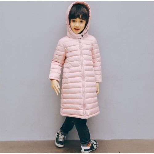 Childrens Winter Thick Down Jacket Boys And Girls Snow Warm Hooded Zipper Long Coat Jacket Baby Kids Outerwear Clothing 3-10Y