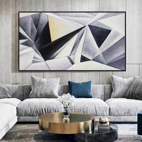 EECAMAIL 5D DIY Abstract Diamond Painting Banner Black And White Gray Geometric Rhombus Decoration Painting No Frame