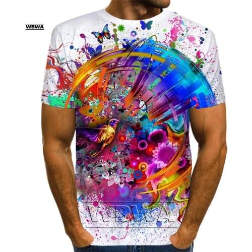 WBWA brand mens rainbow T-shirt 3D printed pigment T-shirt pattern top graphic female/male boy T-shirt