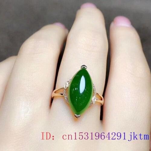 Green Jade Ring 925 Silver Amulet Natural Gifts Chalcedony Zircon Jewelry Women Fashion Crystal Gemstone Charm
