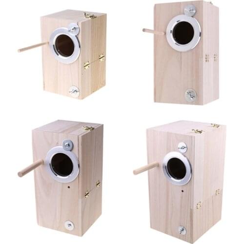 Wooden Bird Nesting Breeding Box House Parakeet Mating Case with Clear Window for c.ckatiel Finch Canaries Lovebird Parr