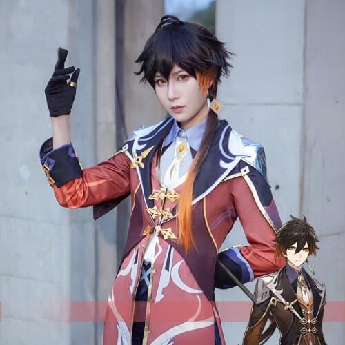Game Genshin Impact ZHONGLI Cosplay Costume Men Fancy Uniforms Top Pants Gloves Set Halloween Carnival Uniforms Custom Made
