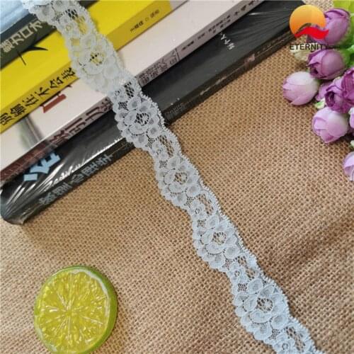 S1058*3CM latest custom floral pattern elastic soft mesh eye spandex George royal blue black lace fabric for ladies underwear m