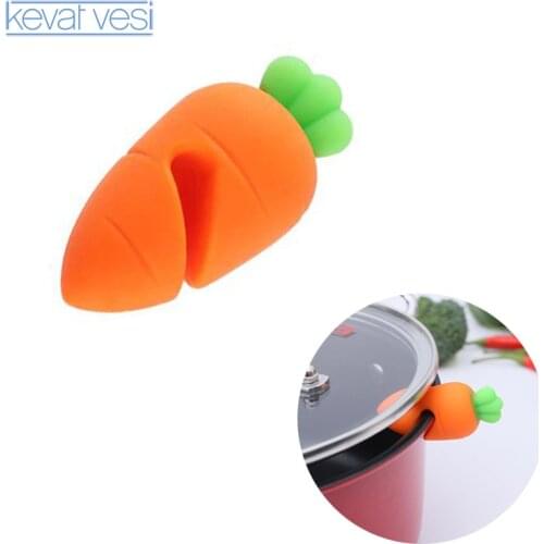 Kitchen Device Silicone Pot Clips Cute Carrot Pan Cover Anti-Overflow Rack Lid Holder Pot Clip Kitchen Tools Kitchen Accessories