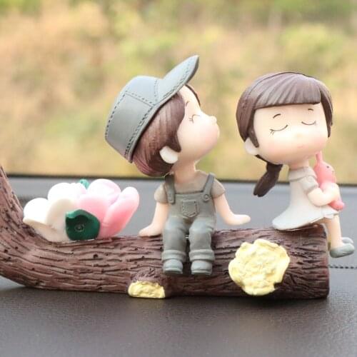 Cute couple dolls car decoration car interior accessories car products desktop ornaments for girlfriend Valentines day gifts