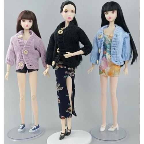 Fashion Knitted Coat Winter Warm Sweater For Barbie Doll Clothes Outfits Tops 1/6 BJD Dollhouse Accessories Baby Kid DIY Toy