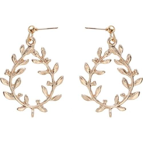 Fashion Korean Style Wheat Dangle Earrings Unique Geometric Circle Hollow Jewelry for Women Gift