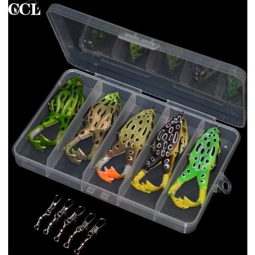 5pcs/Set 9cm 13.7g Soft Topwater Bait Double Hooks Bionic Frog Rotating Feet Wobbler Lures Fit River Lake Pond For Trout Shad