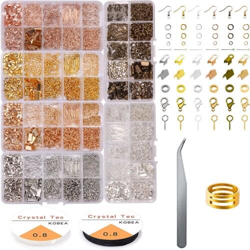 Jewelry Accessories Making Kit for Earring Hook Lobster Clasp Open Jump Ring Jewelry Supplies Making Connector Set for Beads