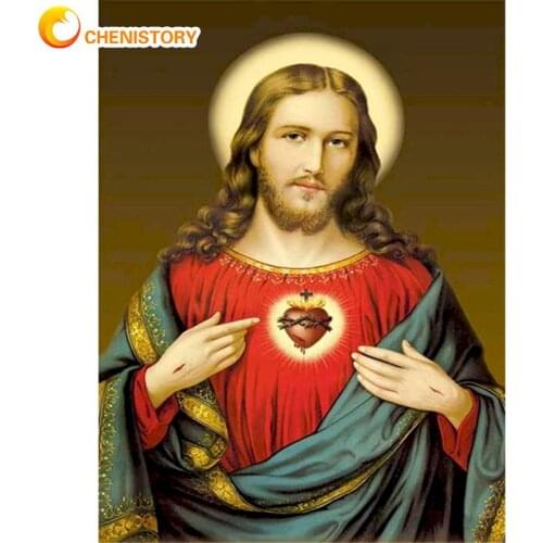 CHENISTORY Picture By Numbers Jesus Figure Oil Paint By Number Kits Hand Painted Framed On Canvas Photo Oil Painting Home Decor