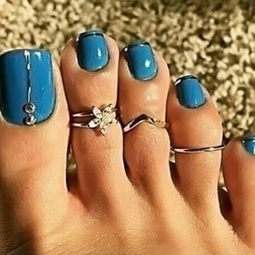 New 3pcs/set Retro Bohemia Foot Rings Female Carved Flower Silver Color Toe Rings for women Boho Beach Jewelry Drop Shipping