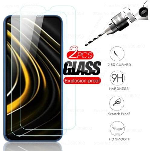 2pcs original protective glass for xiaomi pocom3 poxo poko poco m3 m 3 3m 6.53'' smartphone screen protectors films guard cover