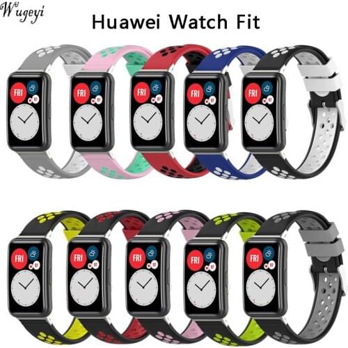 Suitable for Huawei Watch Fit Watch Silicone Strap TIA-B09 Breathable Heat Dissipation Dual Color Strap Sports Wristband