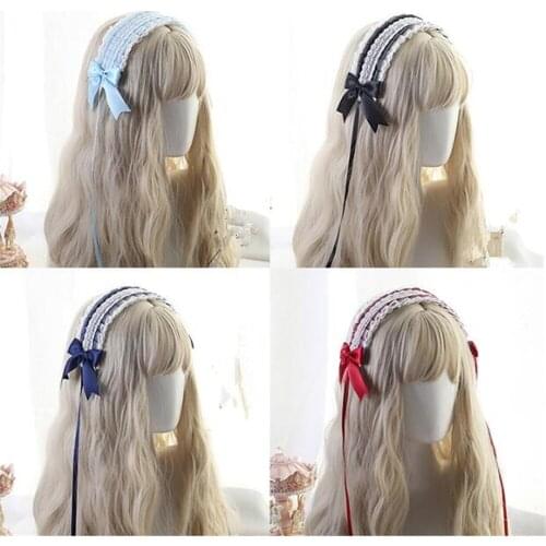 Vintage Japanese Lolita Girl Headband Lace Bowknot Headwear Cosplay Princess Hair band Hairpin Hair Accessories B1008