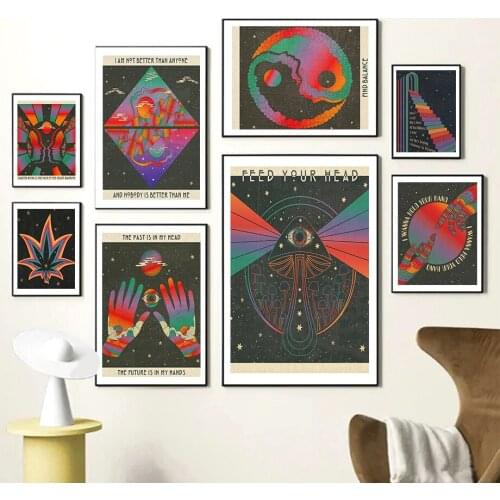 Psychedelic Mushroom Tarot Card Boho Vintage Wall Art Canvas Painting Nordic Posters Prints Wall Pictures For Living Room Decor