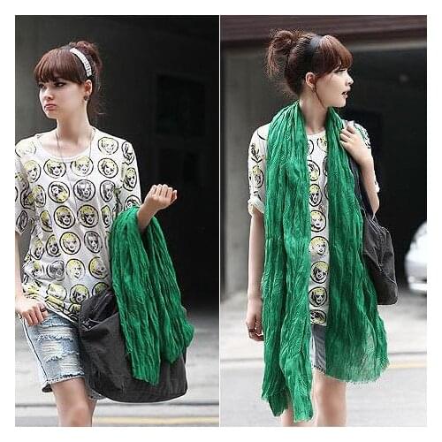 Luxury Brand Pleated Scarf Women Design Cotton Scarfs Lady Shawls Wraps Children Candy Color Winter Warm Girls Scarves Headband