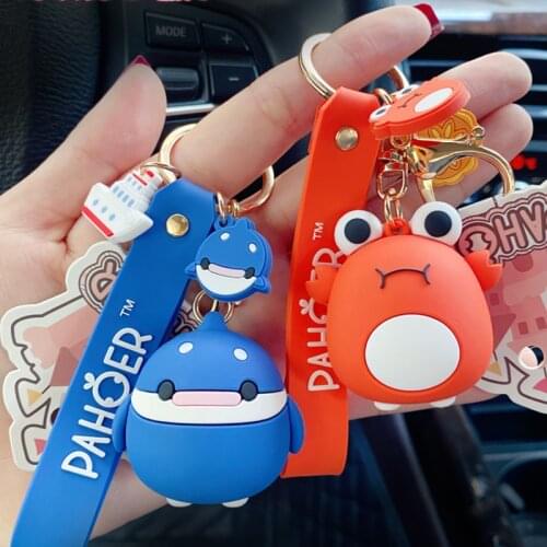 Cartoon Silicone Animal Keychain 6 Color Pendante Cute Bag Car Key Ring Jewelry Lanyard Men Women Couple Accessory Kawaii Gift