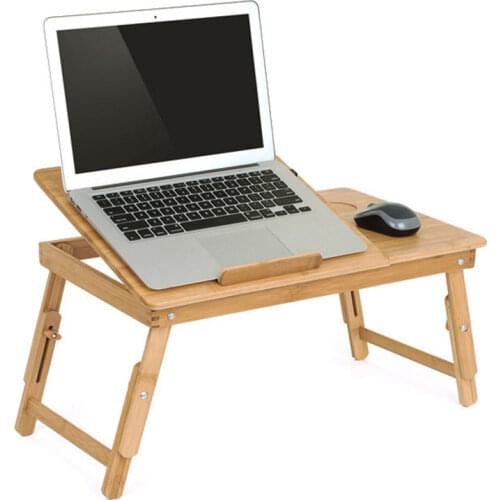Actionclub Nature Bamboo Laptop Table Simple Computer Desk With Fan For Bed Sofa Folding Adjustable Laptop Desk On The Bed