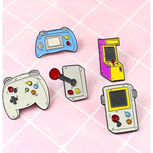 Vintage Cartoon Enamel Pins Gamepad Handle Arcade Controller Series Classic Denim Lapel 90s Badge Gifts For Boys Girls Kids