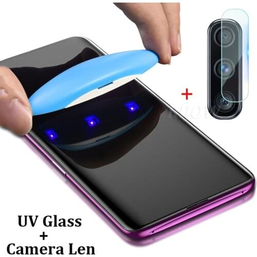 UV Tempered Glass for OnePlus 9 8 Pro 7 7T Full Liquid Glue Screen Protector OnePlus7 Pro One Plus Glass 3D 5D Camera Len Film