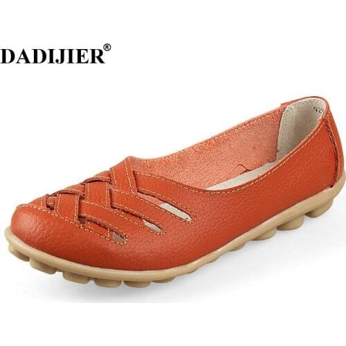 Women Sandals Summer Shoes 2018 New Loafers Fashion Split Leather Hollow Out Nurses Working Cow Muscle moccasins Flats Shoes