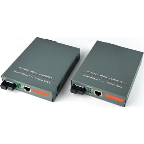 1 Pair HTB-GS-03 A/B Gigabit Fiber Optical Media Converter 1000Mbps Single Mode Single Fiber SC Port with Built-in Power Supply