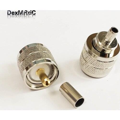 1pc UHF male plug RF Coax Connector Crimp RG58,RG142,RG400,LMR195 Straight Nickelplated NEW wholesale