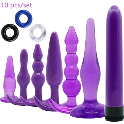 10 Pcs Vibrator Butt Anal Plug Set Vibration Sensuality Prostate Massager Vibrating Butt Beads Kit Sexual Sex Toys for Couples