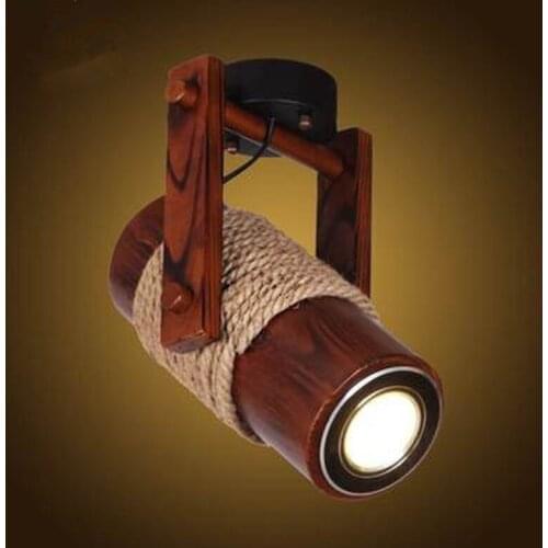 2018 Hot Sale Real American Country Aisle Balcony Ceiling Lamp Loft Vintage Restaurant Bar Rope Led Wood Light Fixtures