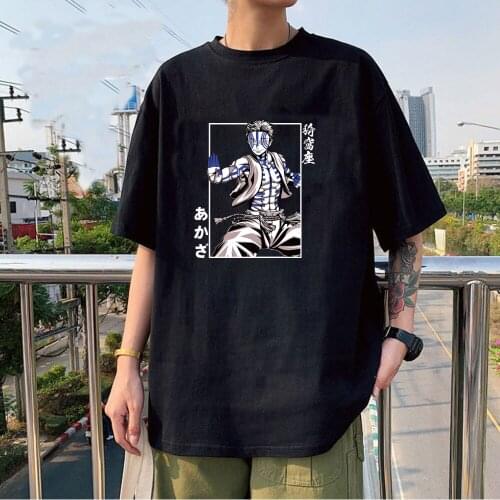 2021 Demon Slayer Akaza Anime Harajuku Short Sleeves Unisex T-shirt